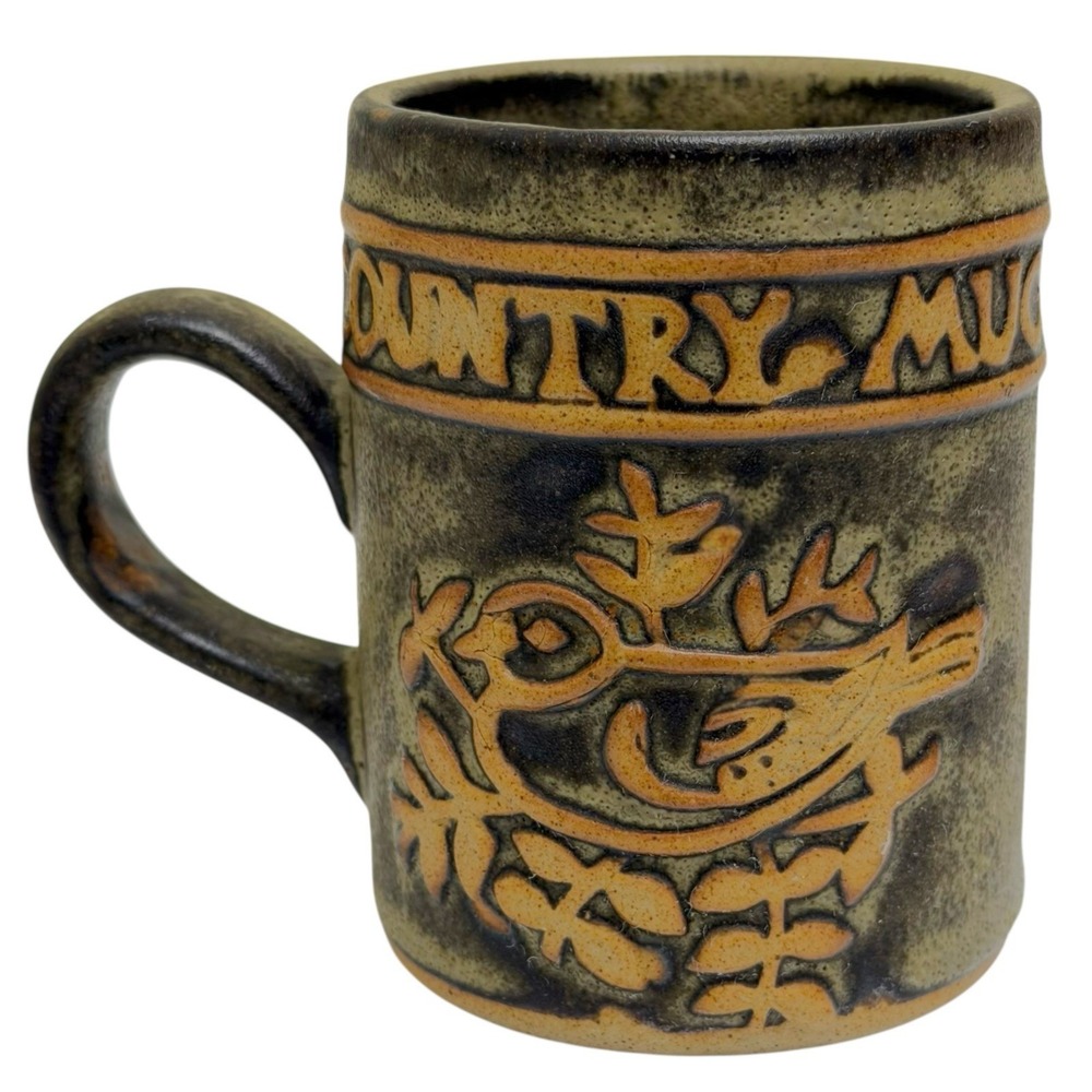 Vintage 70s Handmade Tremar UK Studio Pottery Country Mug Bird‎ In Nest Retro